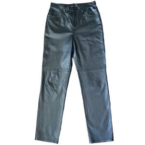 Vintage 80s Black 100% Leather Straight Leg Pants by Jones New York Sport